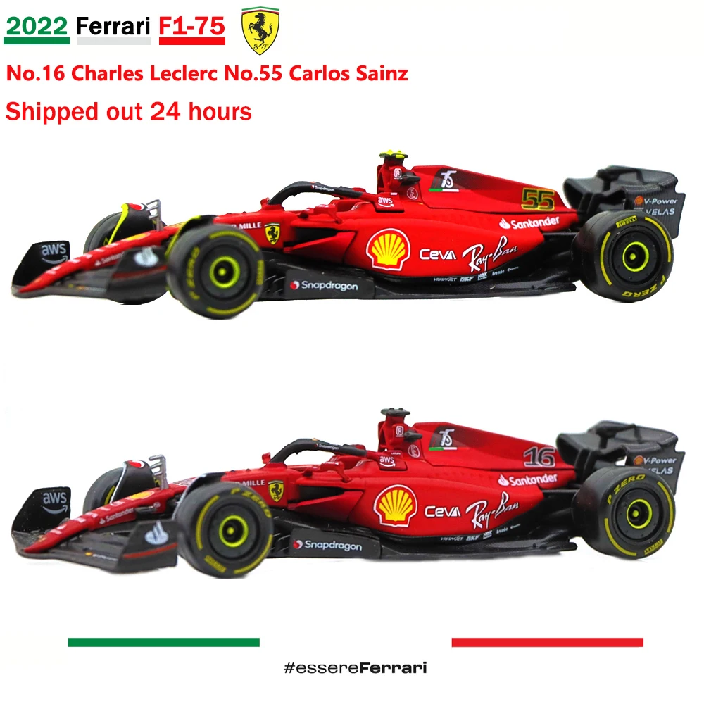 Bburago 2022 F1 Car Ferrari F1-75 Racing #16 Leclerc #55 Sain 1:43 Alloy Diecast Vehicle Model Toys Gifts For Adults