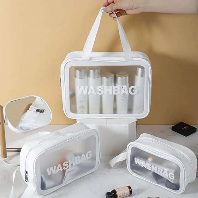 3PCS/SET PVC Waterproof Transparent Cosmetic Bag Wash Bath Storage Bag Travel Multi-function Storage Bag Cosmetic Handbag 3