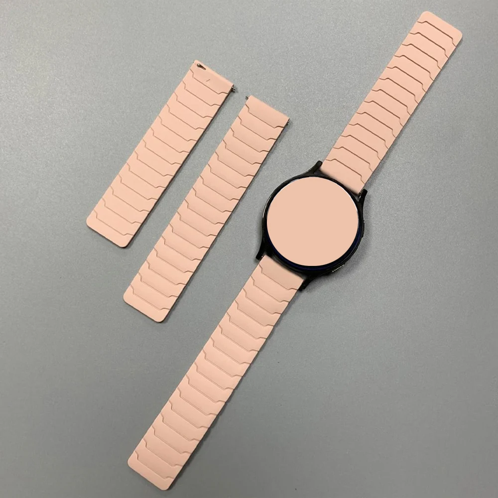 Silicone Magnetic Loop Smartwatch Strap - 20/22mm Adjustable Bracelet in Various Colors