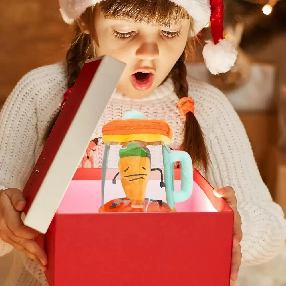 Cartoon Funny Carrot Juicer Plush Toy Drawstring Rotating Bag Pendants Stuffed Plush Toys Carrot Juicer Toy