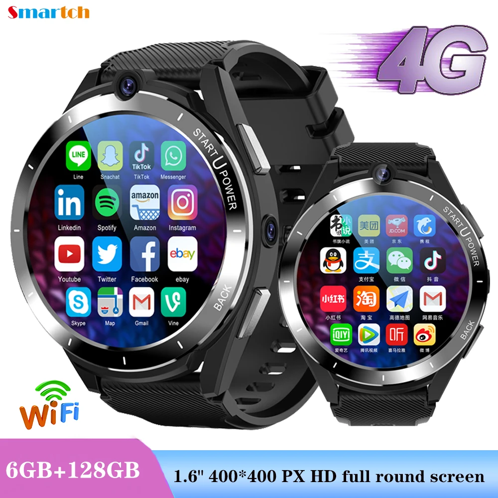 

2024 New 1.6 Inch 4G Call RAM 6GB ROM 128GB Smart Watch Wifi GPS Dual Camera Heartrate Testing Sports Men Blue Tooth Smartwatch