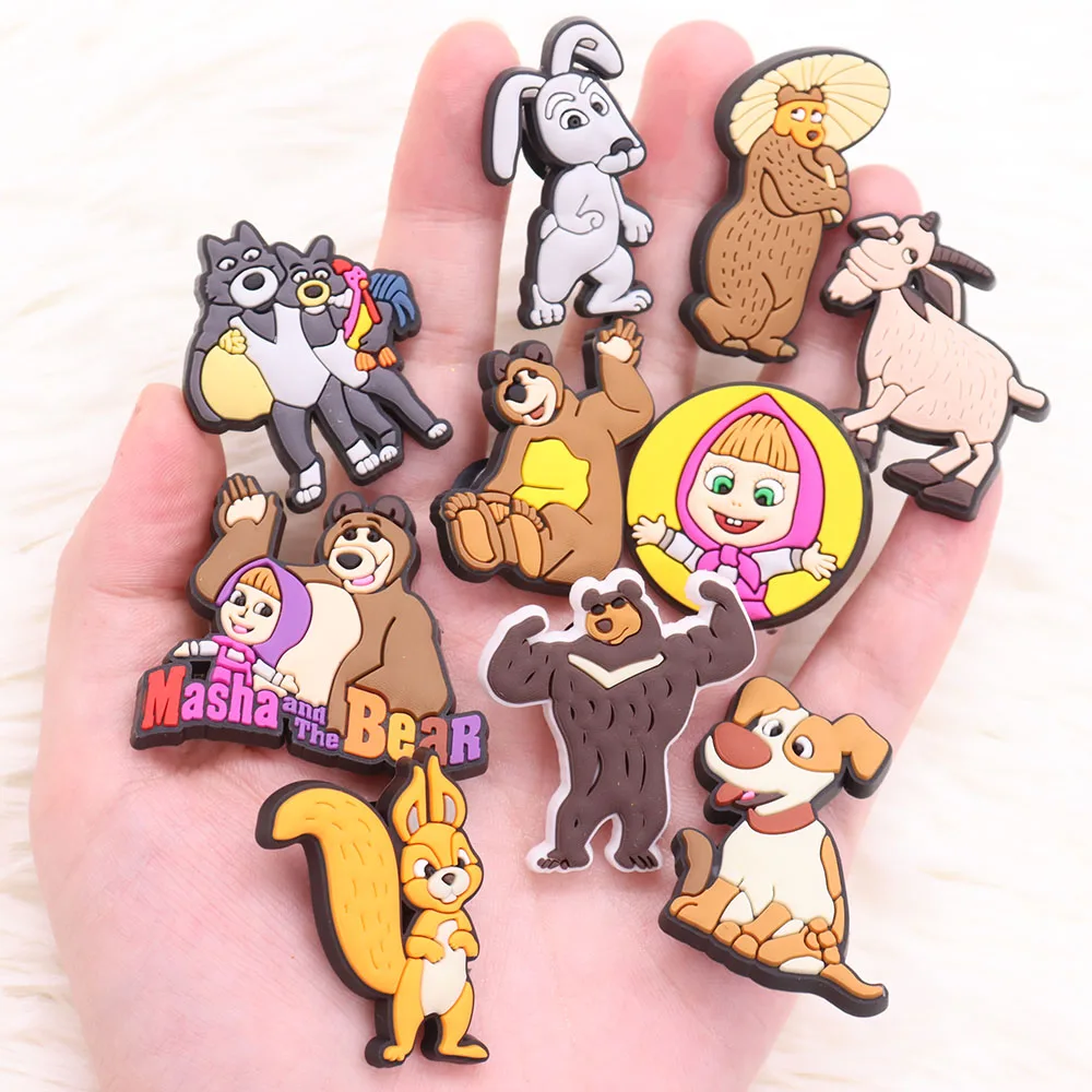 

50Pcs Animals Cartoon Bear Squirrel Dog PVC Sandals Shoe Charms Buckle Decorations DIY Croc Jibz Wristband Kids Girls X-Mas Gift