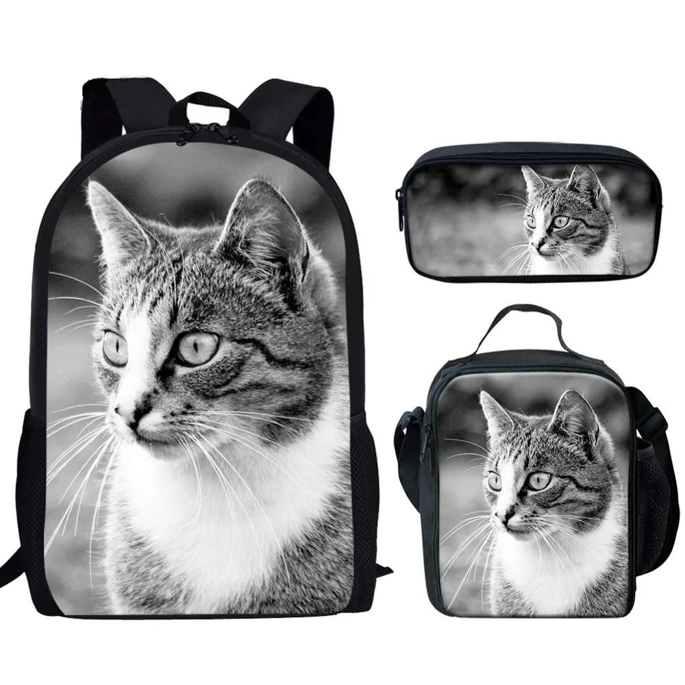 

Популярная новинка в стиле хип-хоп с забавным котом Мейн-енота, набор из 3 шт., школьные ранцы для учеников, рюкзак для ноутбука, сумка для обеда, ранцы