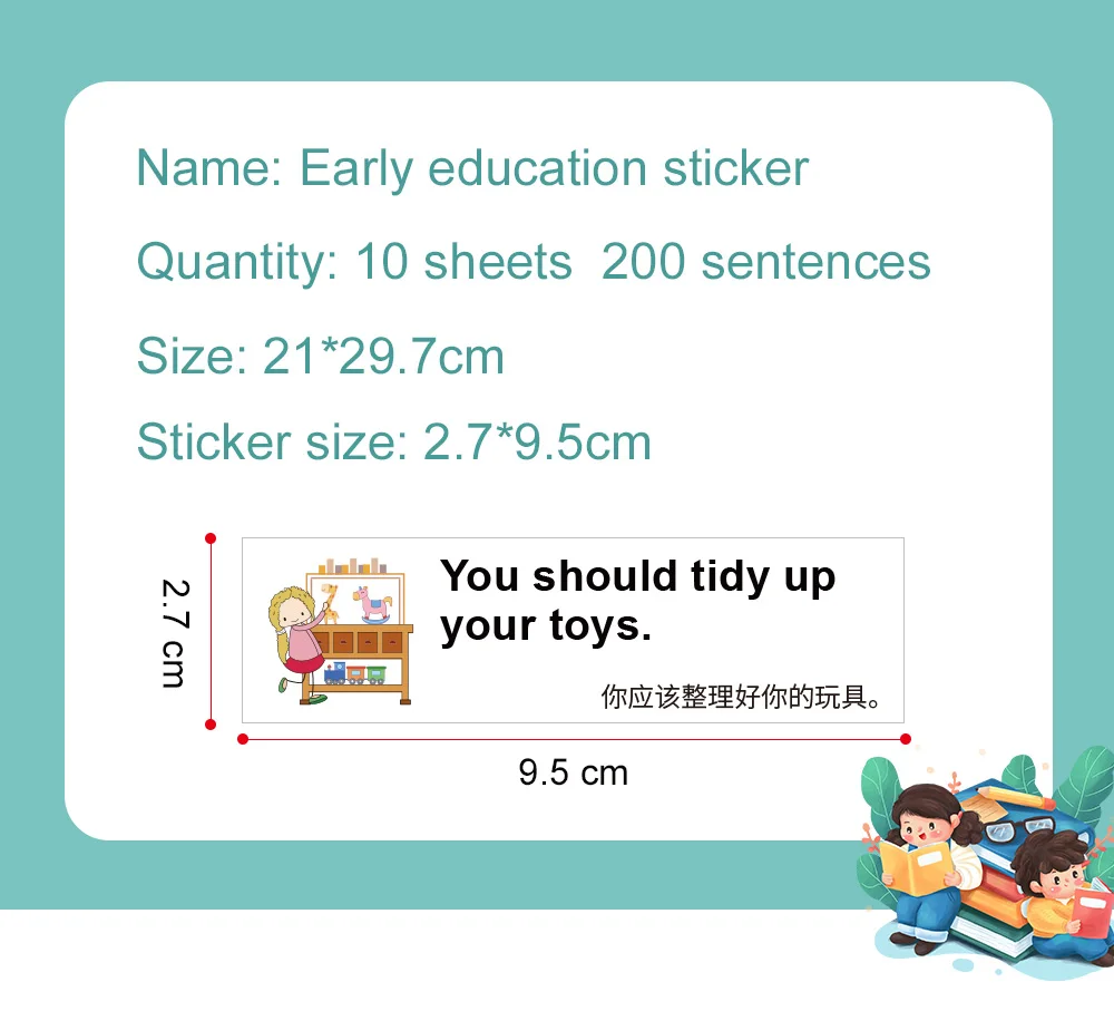 10 Sheets Family Daily Routines Sentences Stickers Situational Early Childhood Education Sticker Label for Kids Learning 2