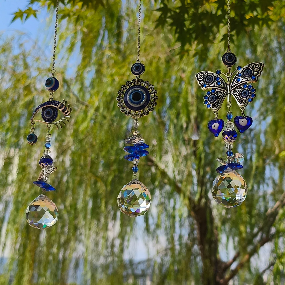 Butterfly Devil's Eye Crystal Pendant Family Outdoor Garden Decoration