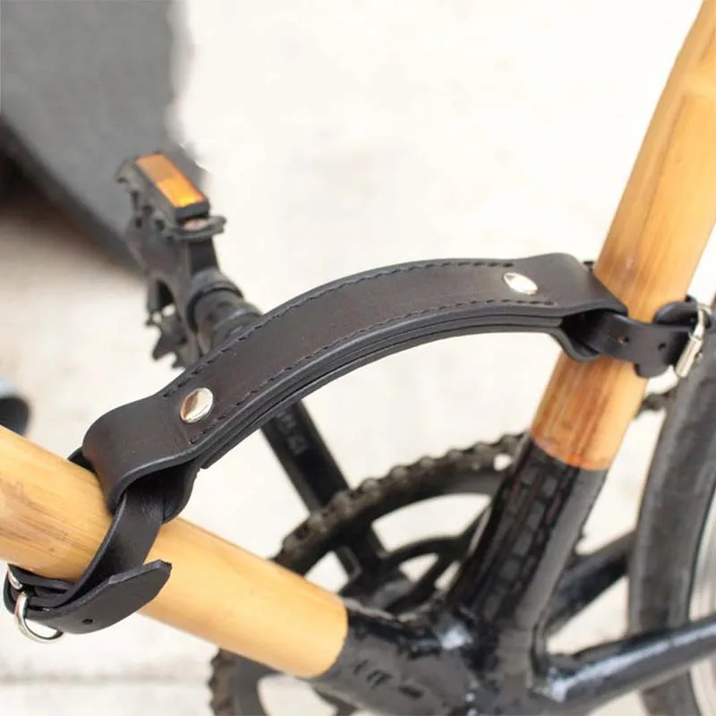Description Picture 4 of itemTop Layer Cowhide Bicycle Handle Strap Outdoor Sports MTB Bike Frame Carrying Handle Bicycle Frame Lifter Cycling Accessories