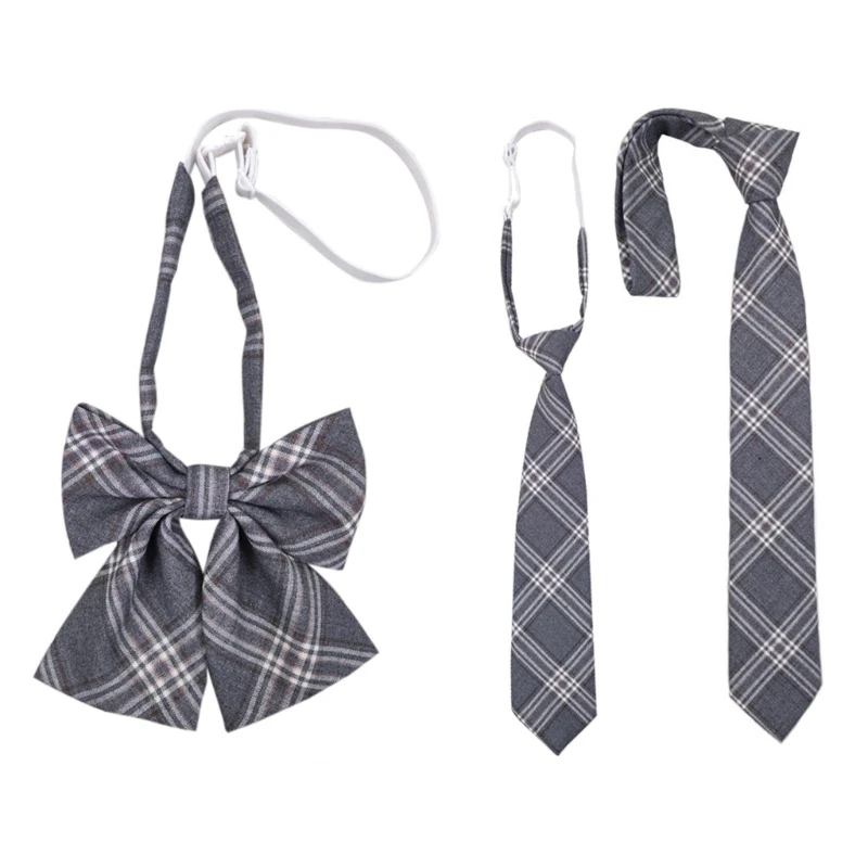 

College Bows Ties for Students Female Male Checked Bowties JK Neckties