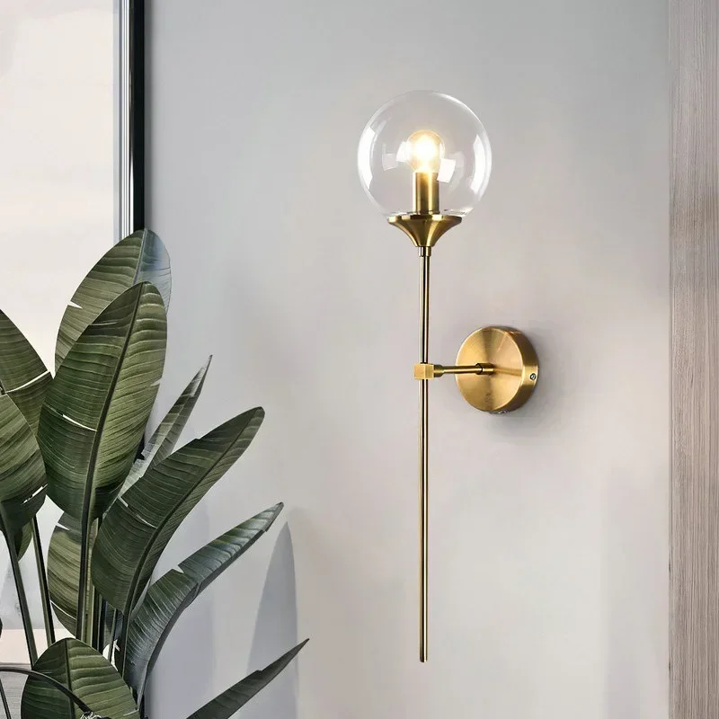Scandinavia Glass Ball Wall Sconce Light Wall Mounted Lamp for Bedroom Living Room