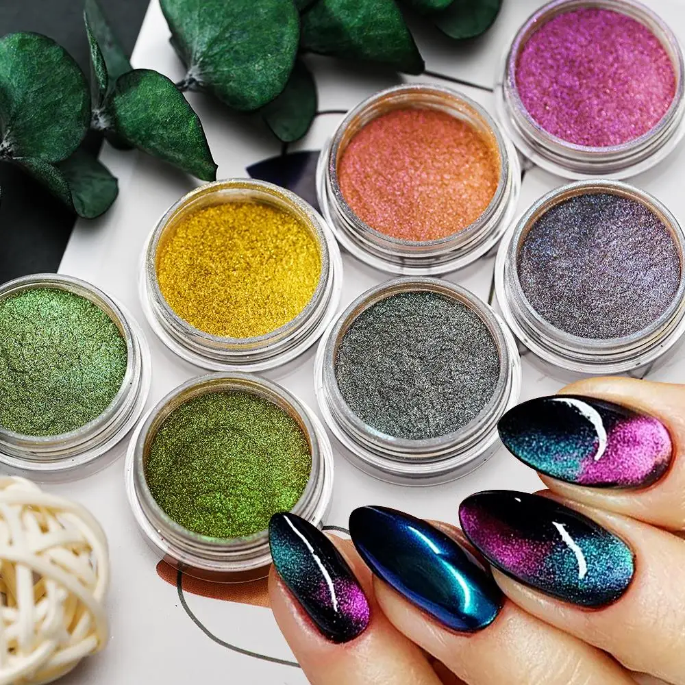 

9D Cat Magnetic Eye Nail Powder Sparkly Magnetic Chrome Dust for UV Gel Polish Magnet Pigment Laser Nail Art Chameleon Glitters