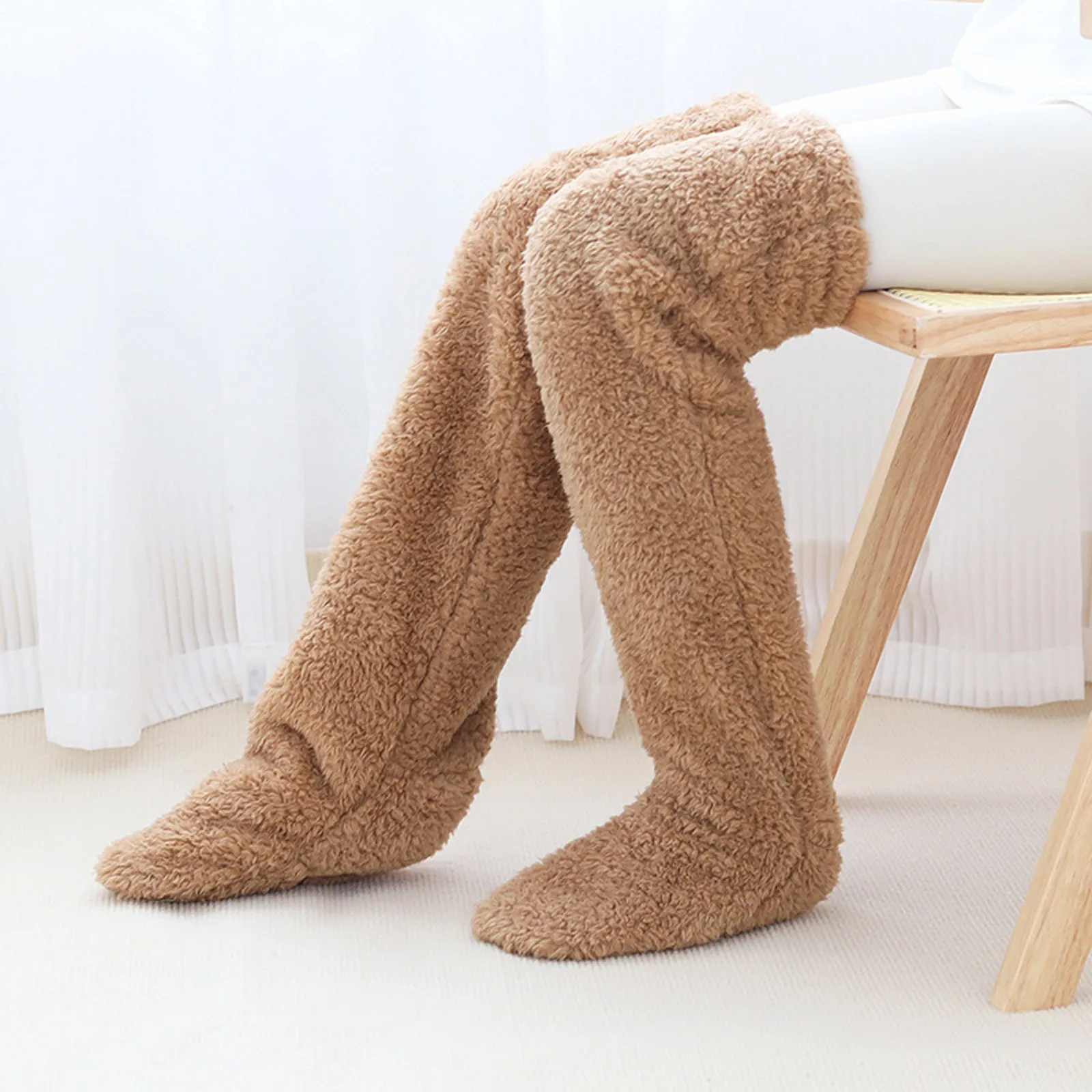 

Winter Warm Socking Leg Cover Home Knee Socks Thick Woolen Pants Leg Warmers Fashion Stockings Velvet Over Knee Socks Leg Warmer