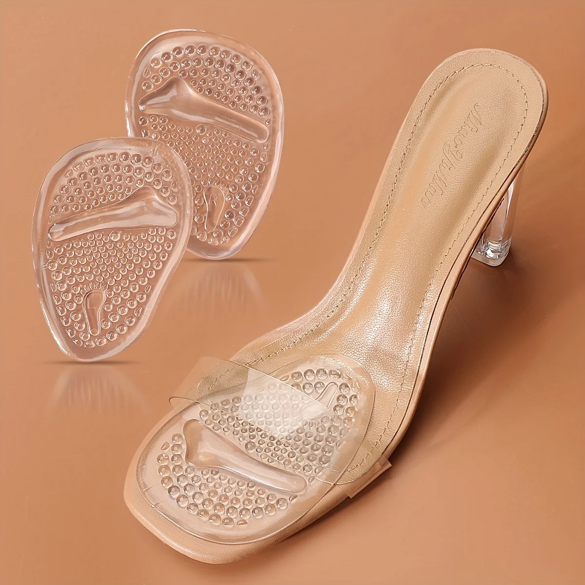 2 Pairs of Soft Silicone Metatarsal Pads-Transparent Arch Support and Heel Cushioning for Womens Comfort and Relief-Includes