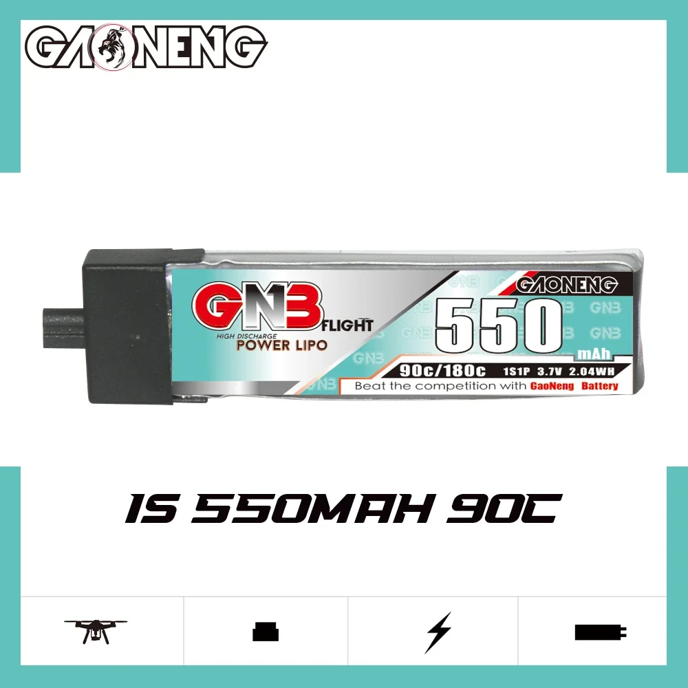 

GAONENG GNB 550mAh 1S 90C 180C 3.7V Plastic Head A30 LiPo Battery BetaFPV Beta75X Happymodel Mobula6 Mobula7 Snapper