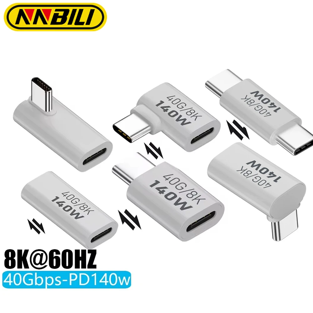 USB C to USB C Cable Type C Male Female 90 Angle Cable USB C Extension Cable Fast Charging 40Gbps Data Transfer 8K Extension Connector Thunderbolt 3