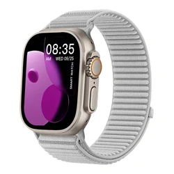 Braided Nylon Bracelet Strap for Apple Watch - Stylish and Adjustable Design (Light Gray)