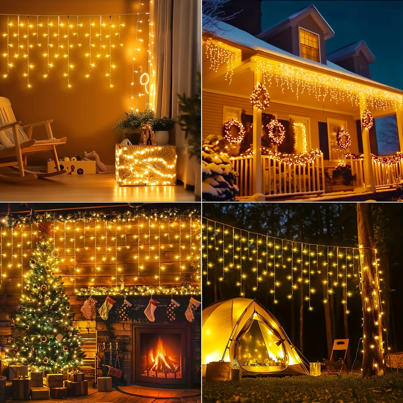 10×8m LED Outdoor Solar String Lights with Remote Control Icicle Fairy Lights Waterproof Christmas Wedding Holiday Decorations
