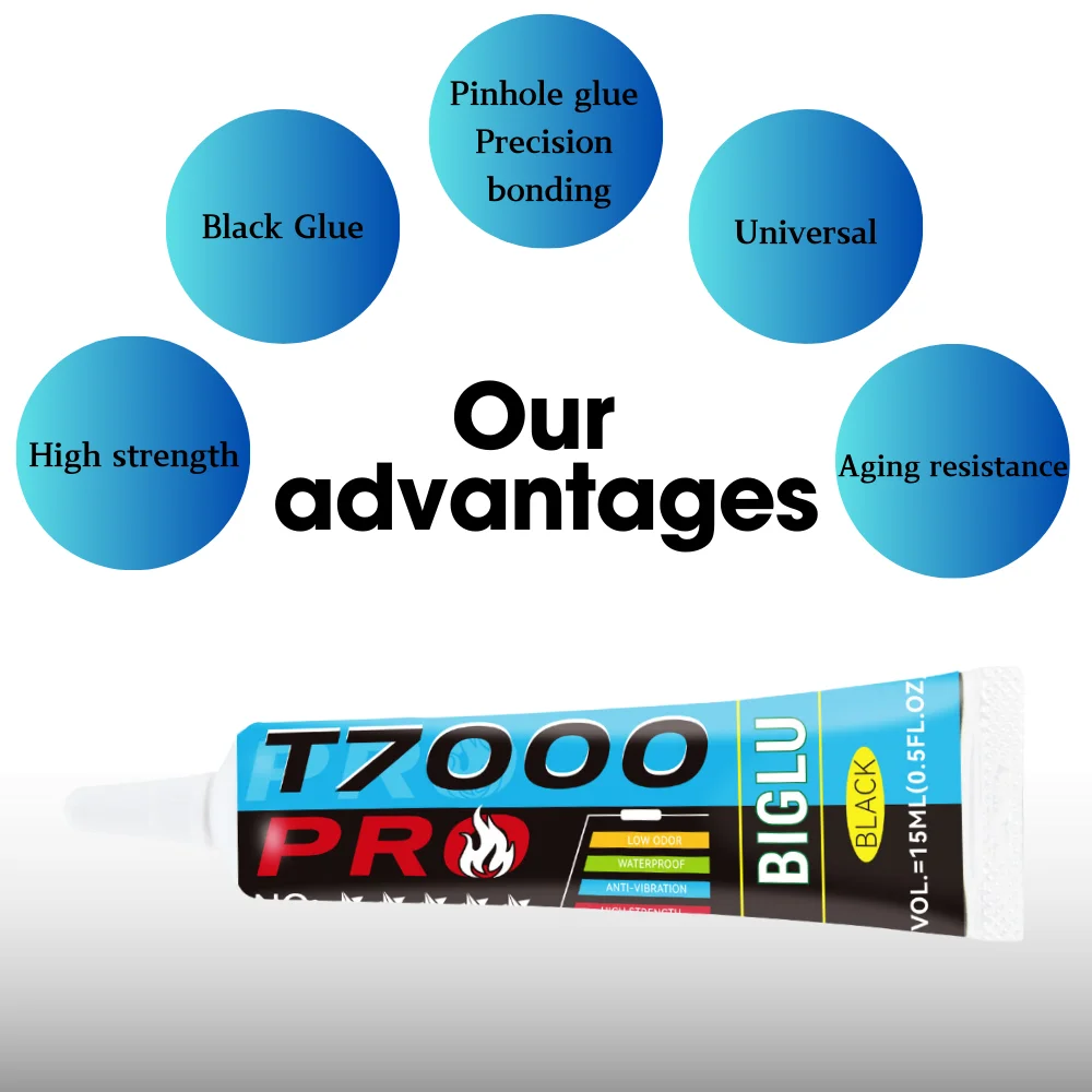 

BIGLU T7000PRO Black Contact Cellphone Tablet Battery Cover Repair Adhesive Electronic Components Glue With Applicator Tip