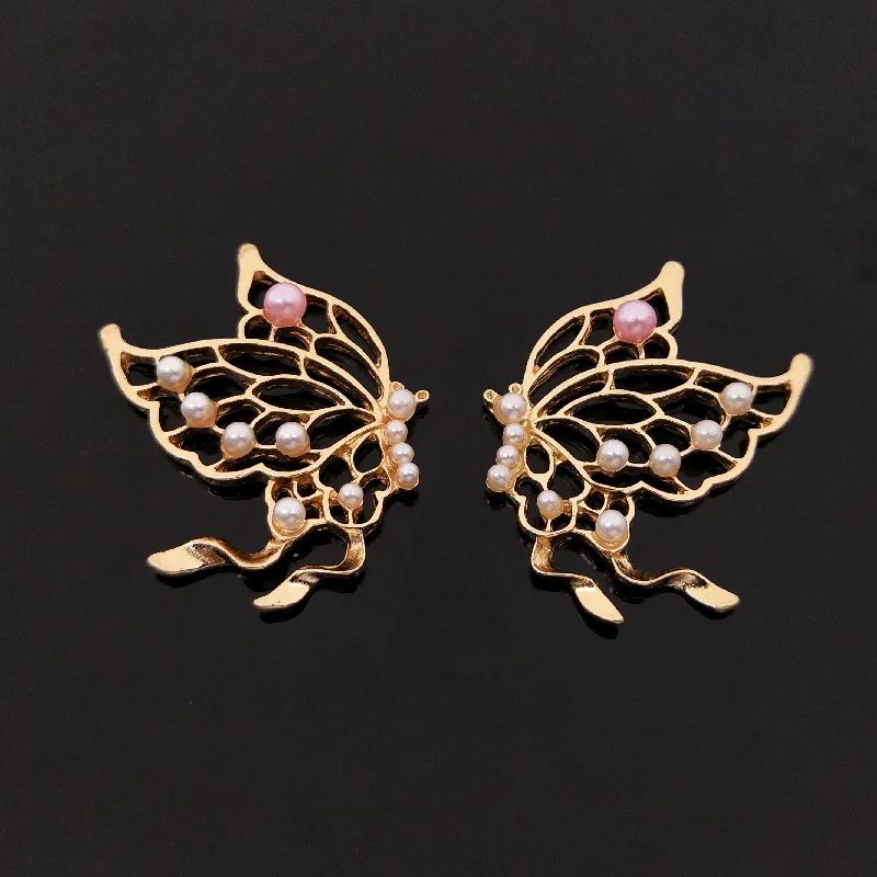 

2022New 100Pcs Symmetrical Butterfly Alloy Pearl Buttons Pendants for DIY Jewelry Necklaces and Earrings Accessories HZ816