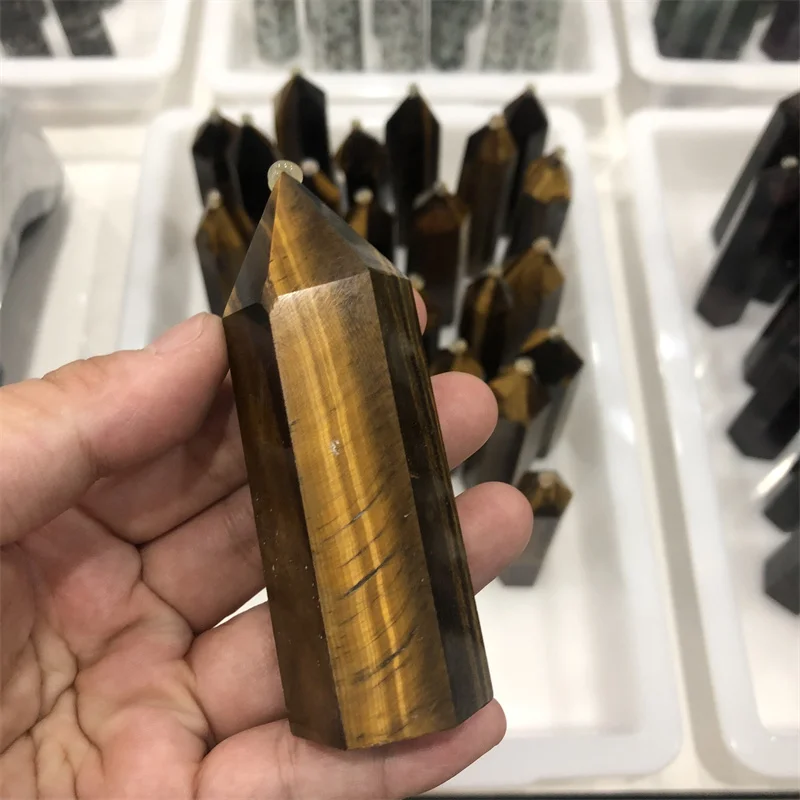 

Wholesale High Quality Beautiful Tiger Eye Crystal Point Crystal Wand For Decoration