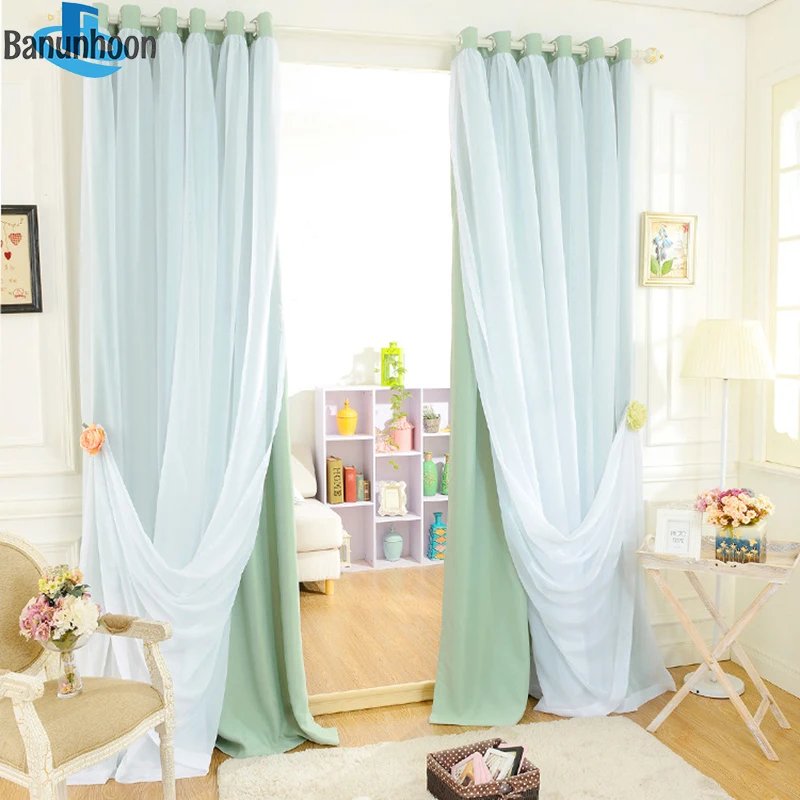 

Real Pastoral Yarn Dyed Solid Colors Luxury Tulle/sheer blackout For The Bedroom Living Room Window Screening Panel