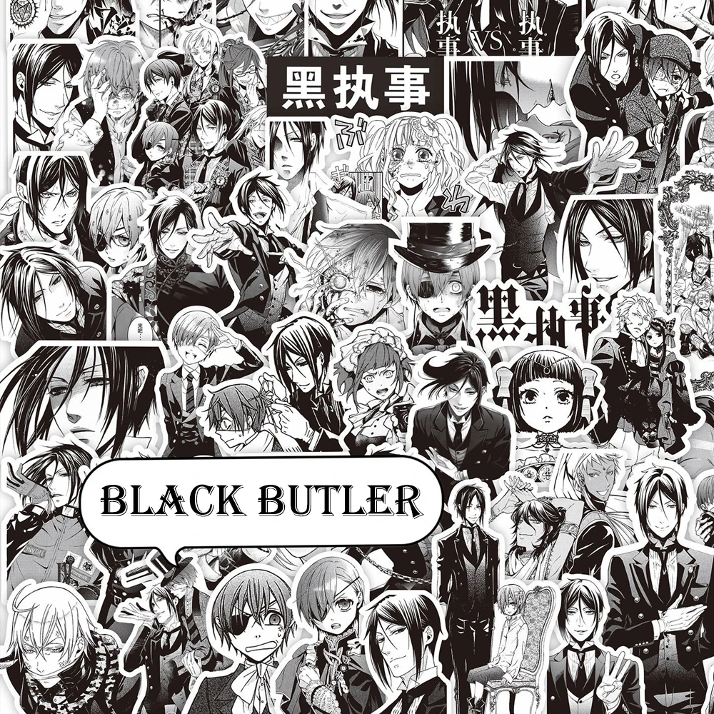 

10/30/75PCS Anime Black Deacon Graffiti Sticker Laptop Decoration Skateboard Laptop Cover Guitar Waterproof Decoration Sticker