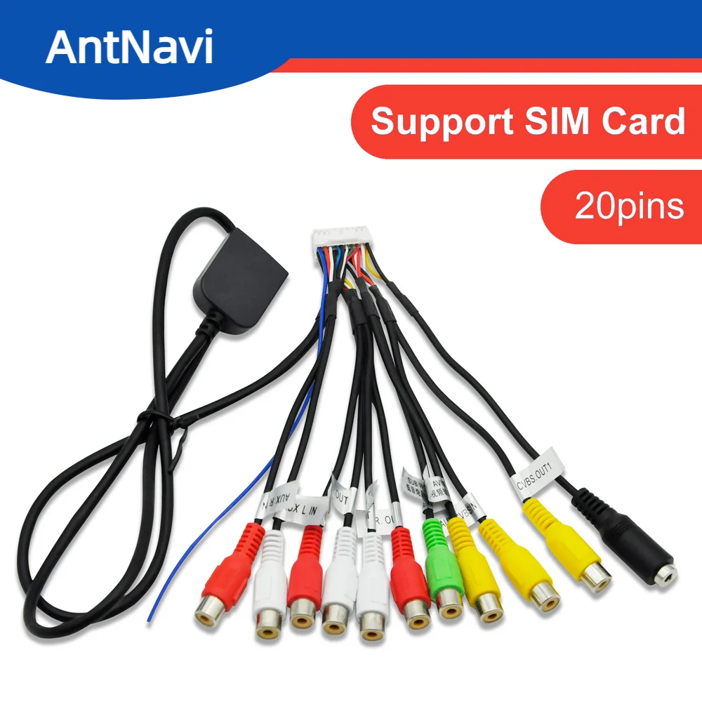 AntNavi Android Car Radio RCA Cable Horn Line Aux-in Adapter 20pins Subwoofer/Amplifier Wire 3.5mm Female car wire cable adapter sim card slot adapter support 4G Sim Card