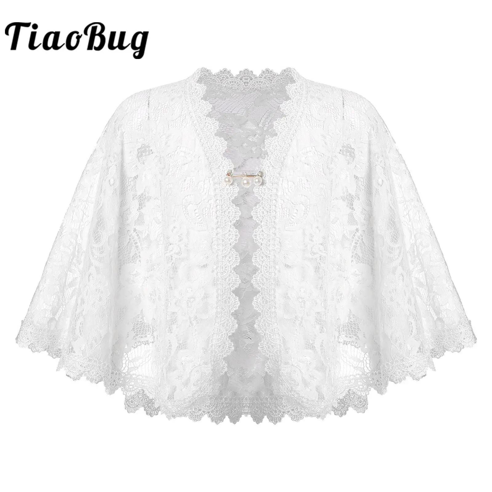 KidsGirlsElegantBoleroWeddingWrapsShawlFloralLaceCardigan