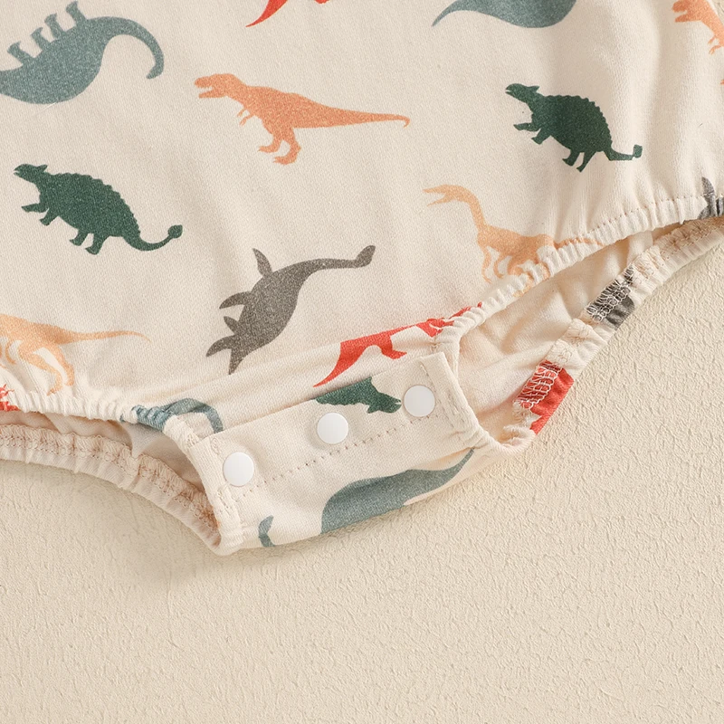 Infant Romper Baby Summer Clothing Newborn Infant Baby Boys Romper Cotton Short Sleeve Dinosaur Letter Embroidery Jumpsuit Outfits Clothes