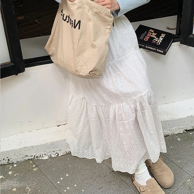 Korean Style Good Quality Maternity Belly Skirts Sweet Pregnant Woman A-line Skirts White Pregnancy Lace Umbrella Skirt