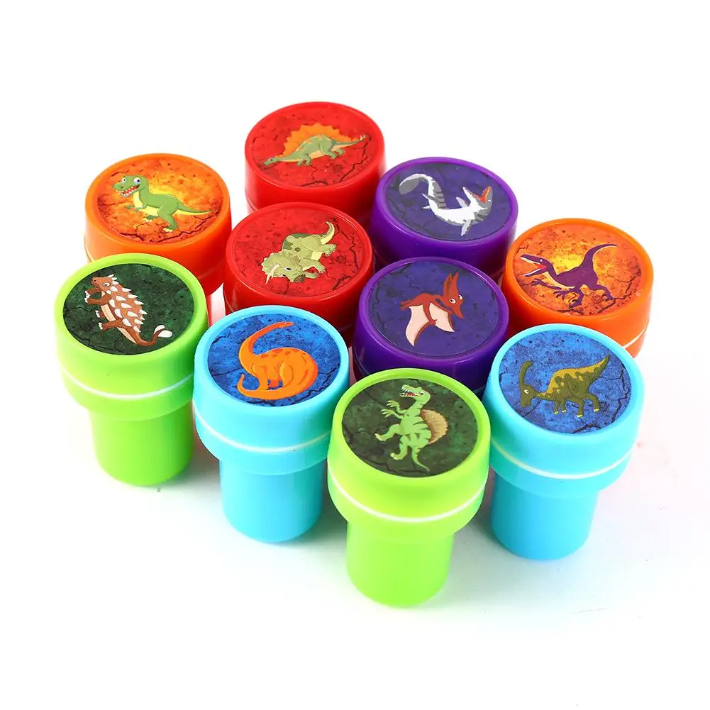 10 PCs Assorted Dinosaur Stamps Kids Self-ink Stamps Children Toy Stamps for Birthday Party Gift Toys Boy Girl Pinata Fillers