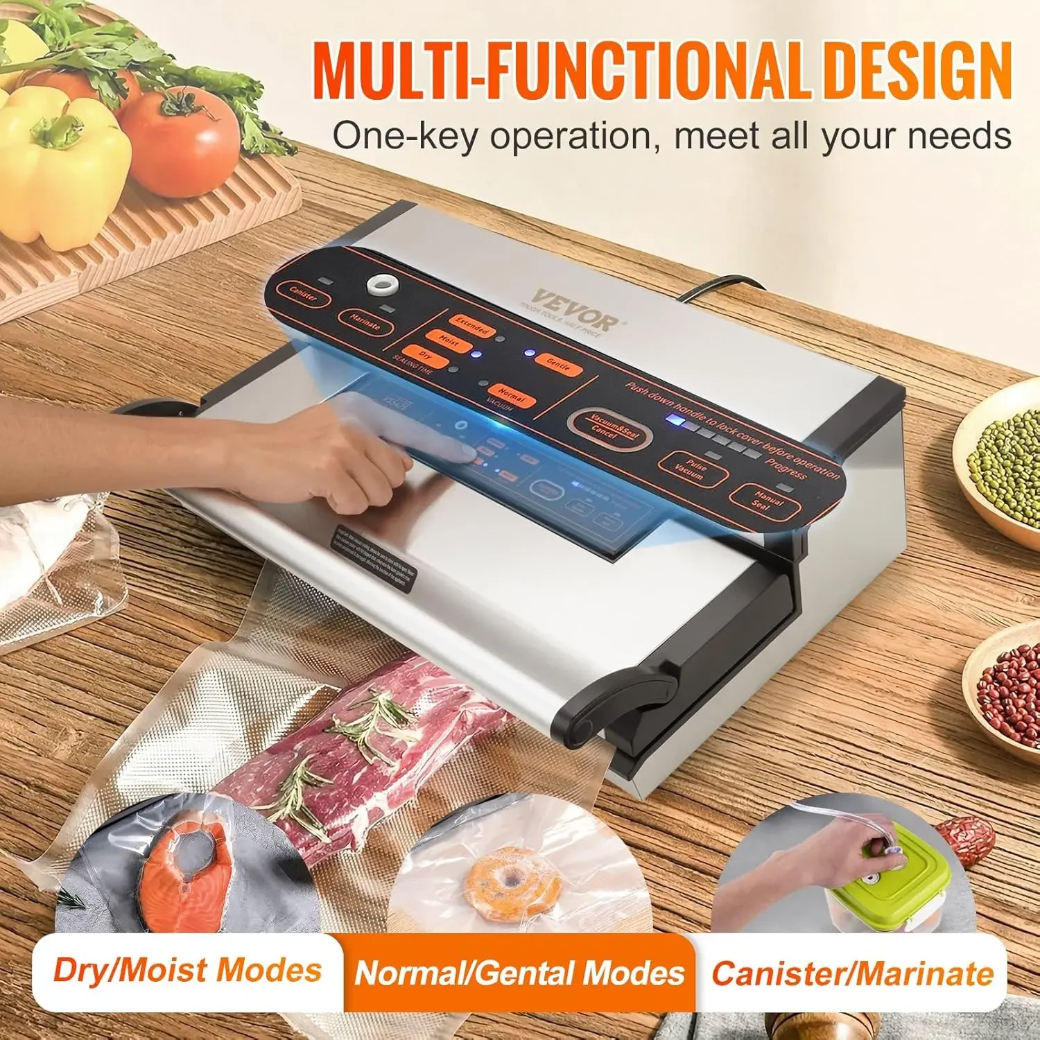 Vacuum Sealer Machine, 95Kpa 350W Powerful Dual Pump and Dual Sealing, Dry and Moist Food Storage, Automatic and Manu 4