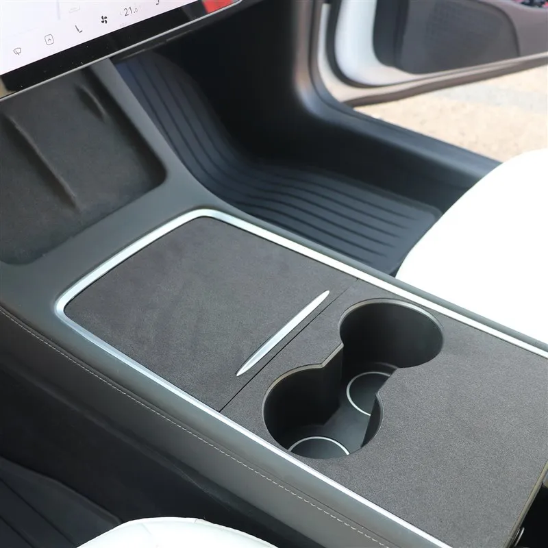 Camurça frabic guarnições para tesla modelo 3/y 2021-2023 decoração interior center console envoltório kit decoração adesivo