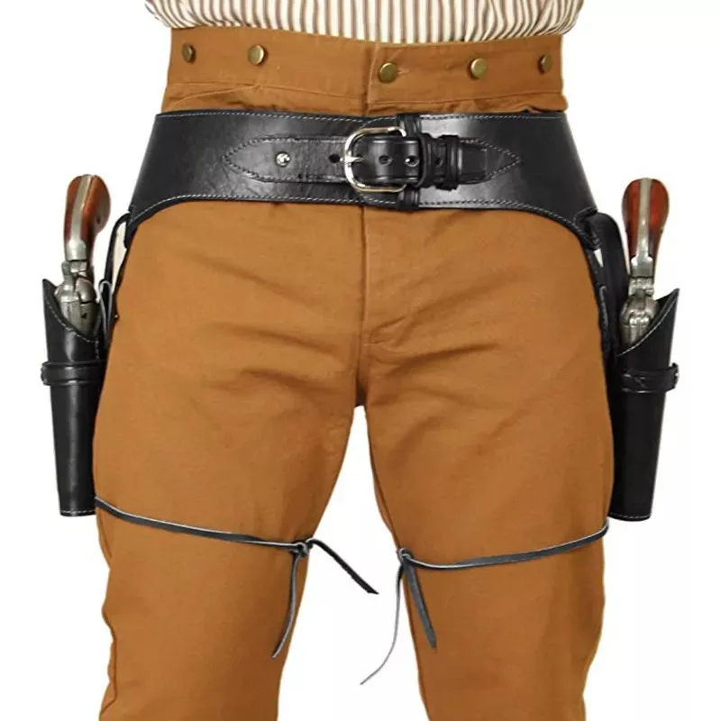 

Medieval Pirate Flintlock Holster with Belt Renaissance Double Gun Belt Revolver Holster Victorian Corsair Captain Waistband