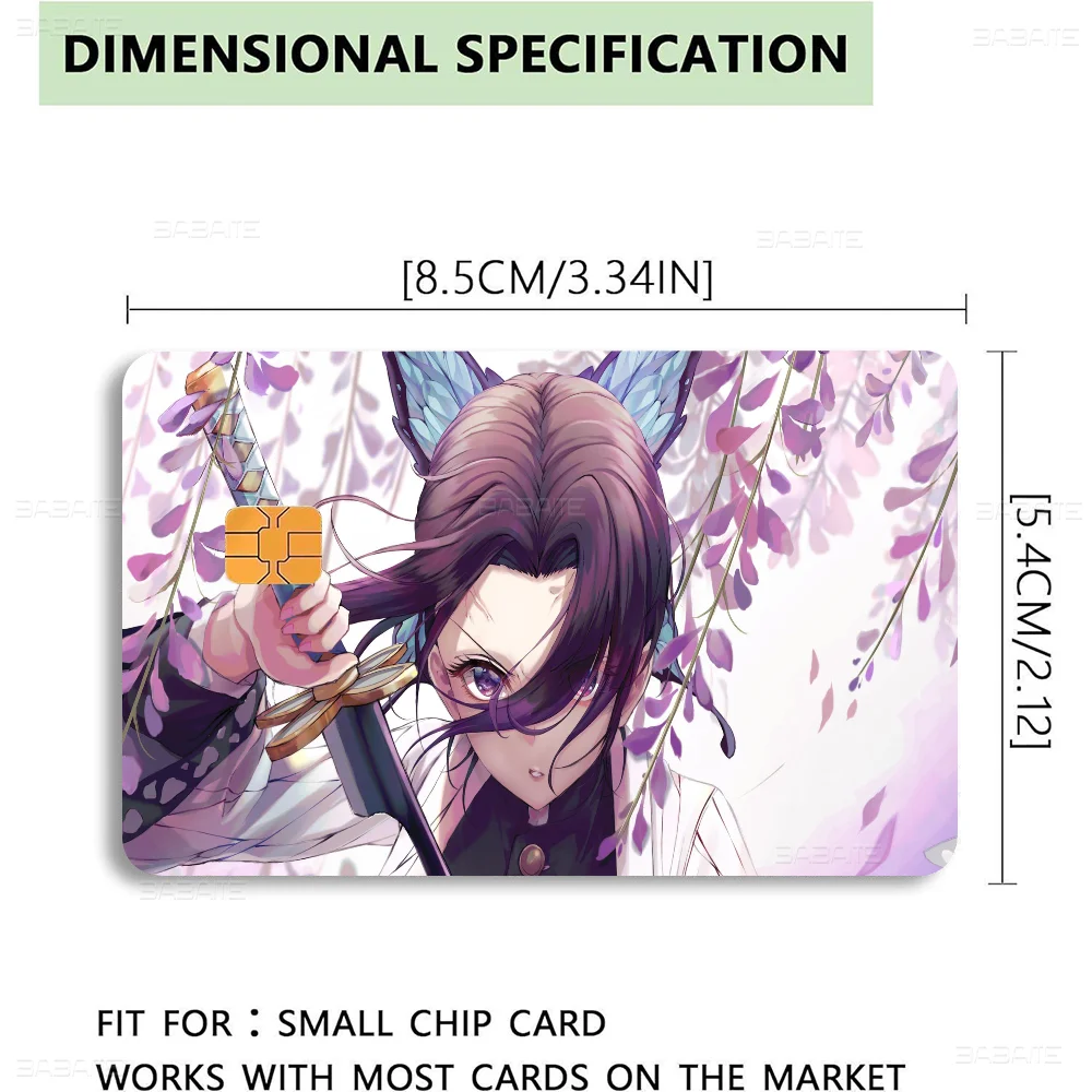 Demon Slayer Kochou Shinobu Anmie Sticker Film Skin Cover for Credit Card Debit Bank Card Front