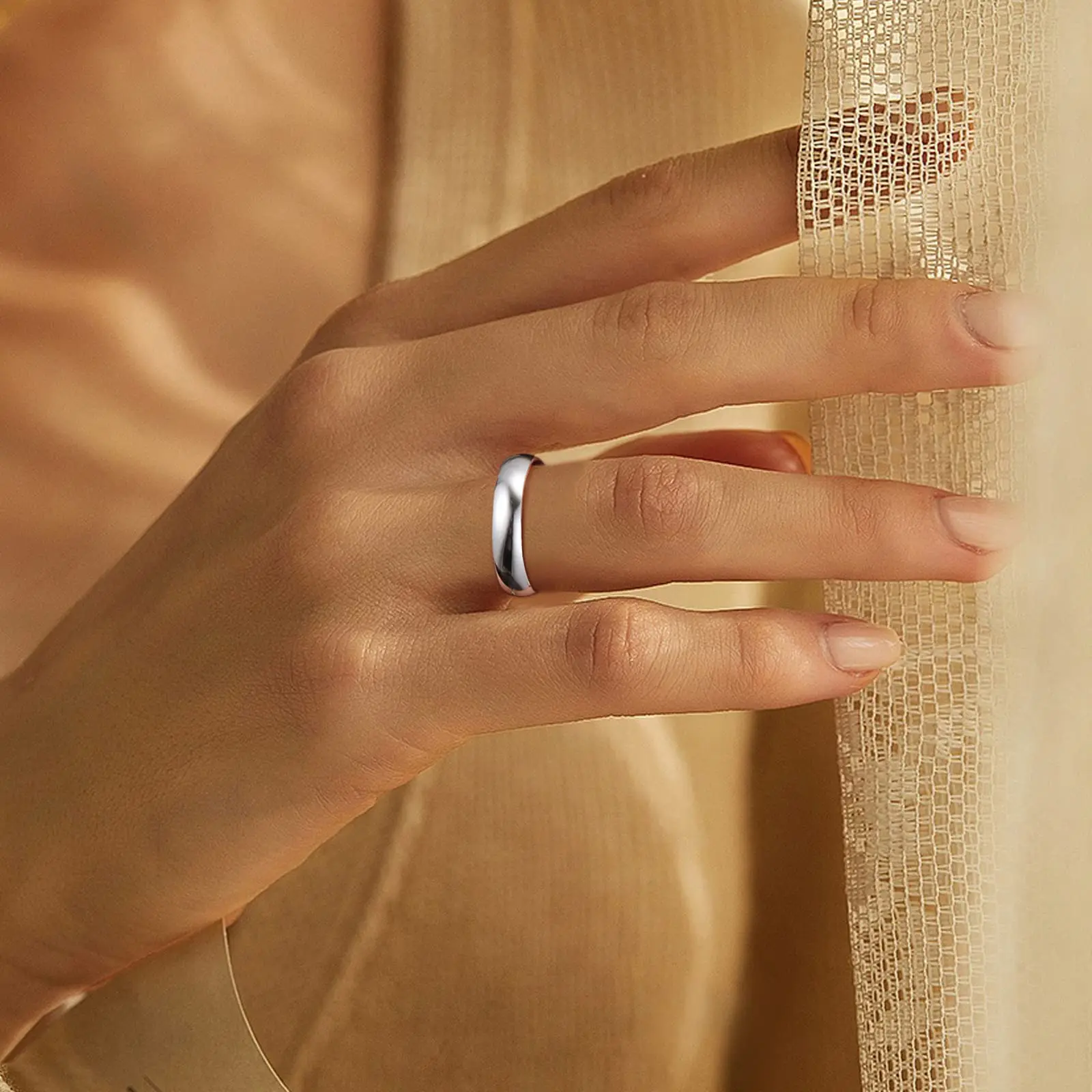 Fansilver S925 Sterling Silver Rings for Women Men 18K White Gold Plated Tarnish Resistant Tarnish Stackable Rings Wholesale 4