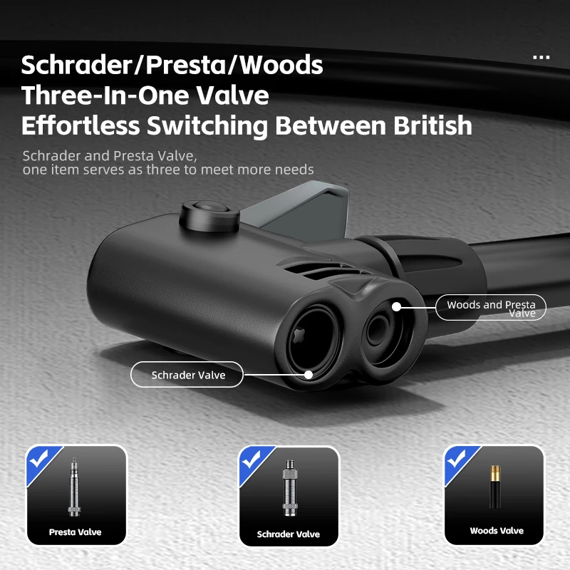 WEST BIKING Bike Pump 120PSI Portable Labor-Saving Air Pump For Motorcycle Car E-Bike AV/FV Inflator MTB Road Bike Accessories