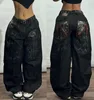2024 New American Trend Retro Hip-hop Embroidery Pattern Baggy Jeans For Men And Women Y2K Harajuku Gothic Wide Pants Streetwear 2