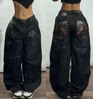 2024 New American Trend Retro Hip-hop Embroidery Pattern Baggy Jeans For Men And Women Y2K Harajuku Gothic Wide Pants Streetwear 2