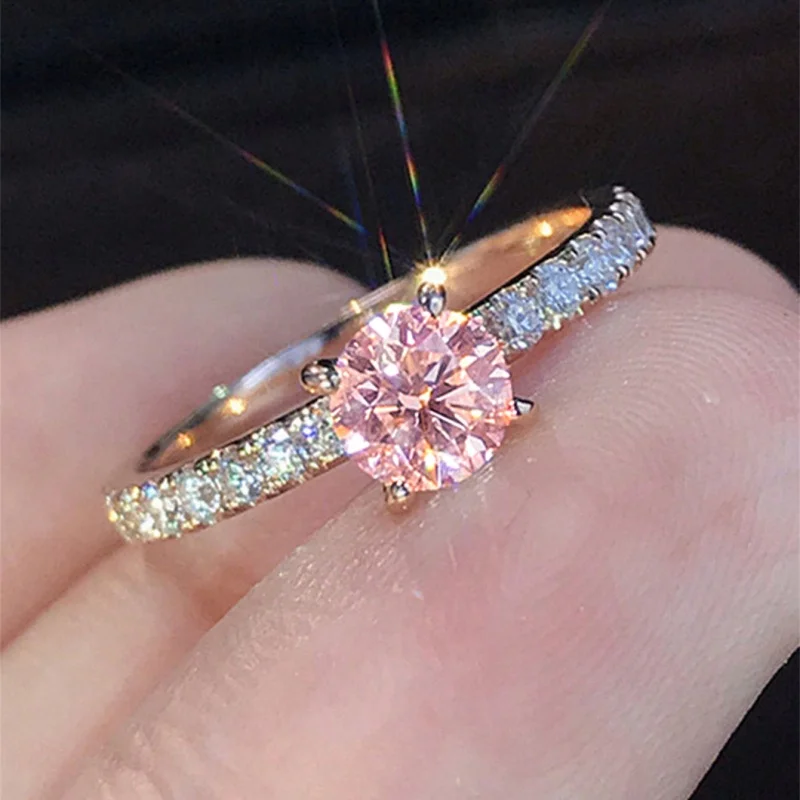 Elegant Zirconia Women's Wedding Engagement Ring - Classic 4 Claw Design in Three Stunning Colors