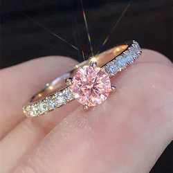 Elegant Zirconia Women's Wedding Engagement Ring - Classic 4 Claw Design in Three Stunning Colors - 7 (H545)