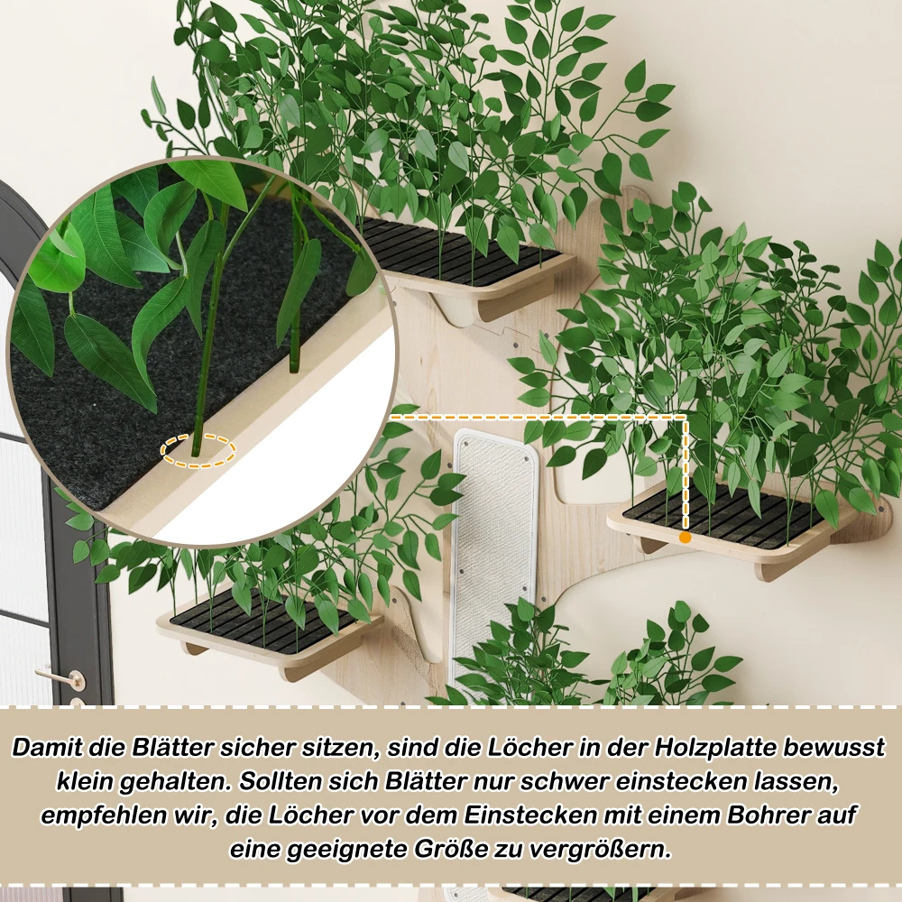 Baumförmiger Katzen-Kletterbaum mit Katzenhöhlen, Abnehmbaren Blättern, Kratzfestem Haustier-Möbelstück zum Verstecken, Spielen und Klettern – Detail 33