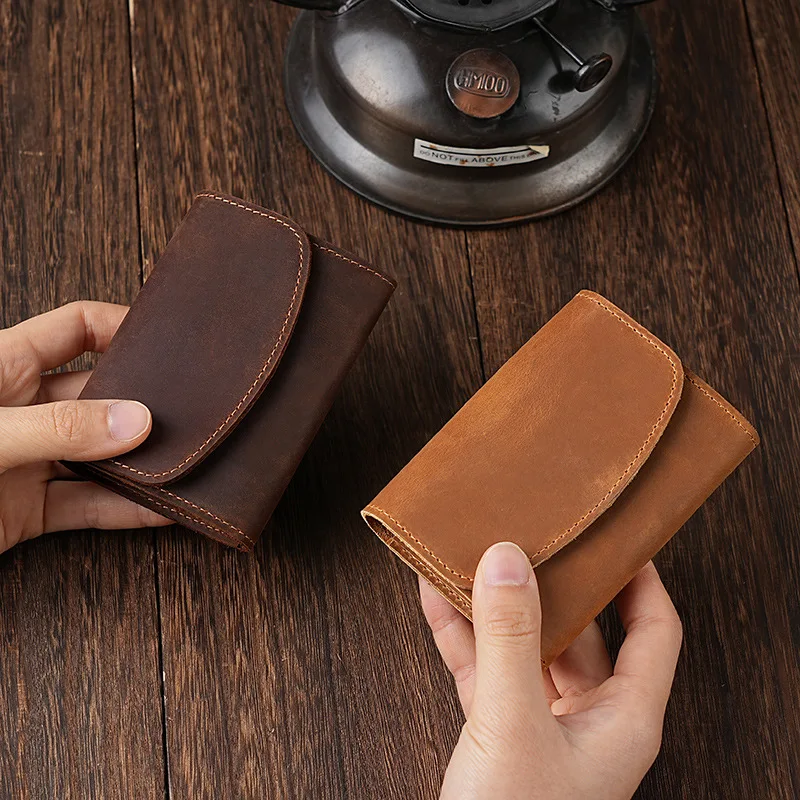 Premium Vintage Crazy Horse Leather Wallet – Men's Slim Card Holder with ID & Coin Pocket