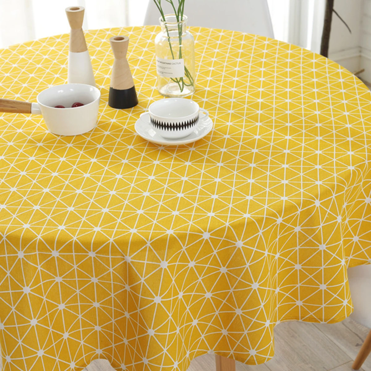 Linen Round Tablecloth Table Cloth Decorative Dust-Proof Table Cover Washable 120/150cm for Dinner Party Wedding Party Decor 4