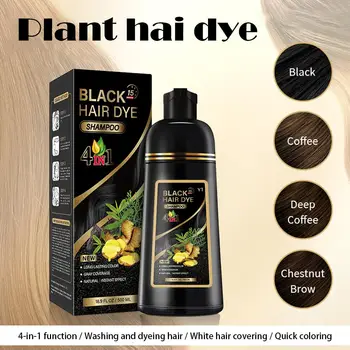 Shampoo colorante istantaneo 3 in 1, colore nero naturale per uomo e donna, tintura per capelli alle erbe, colore marrone viola, shampoo colorante per capelli