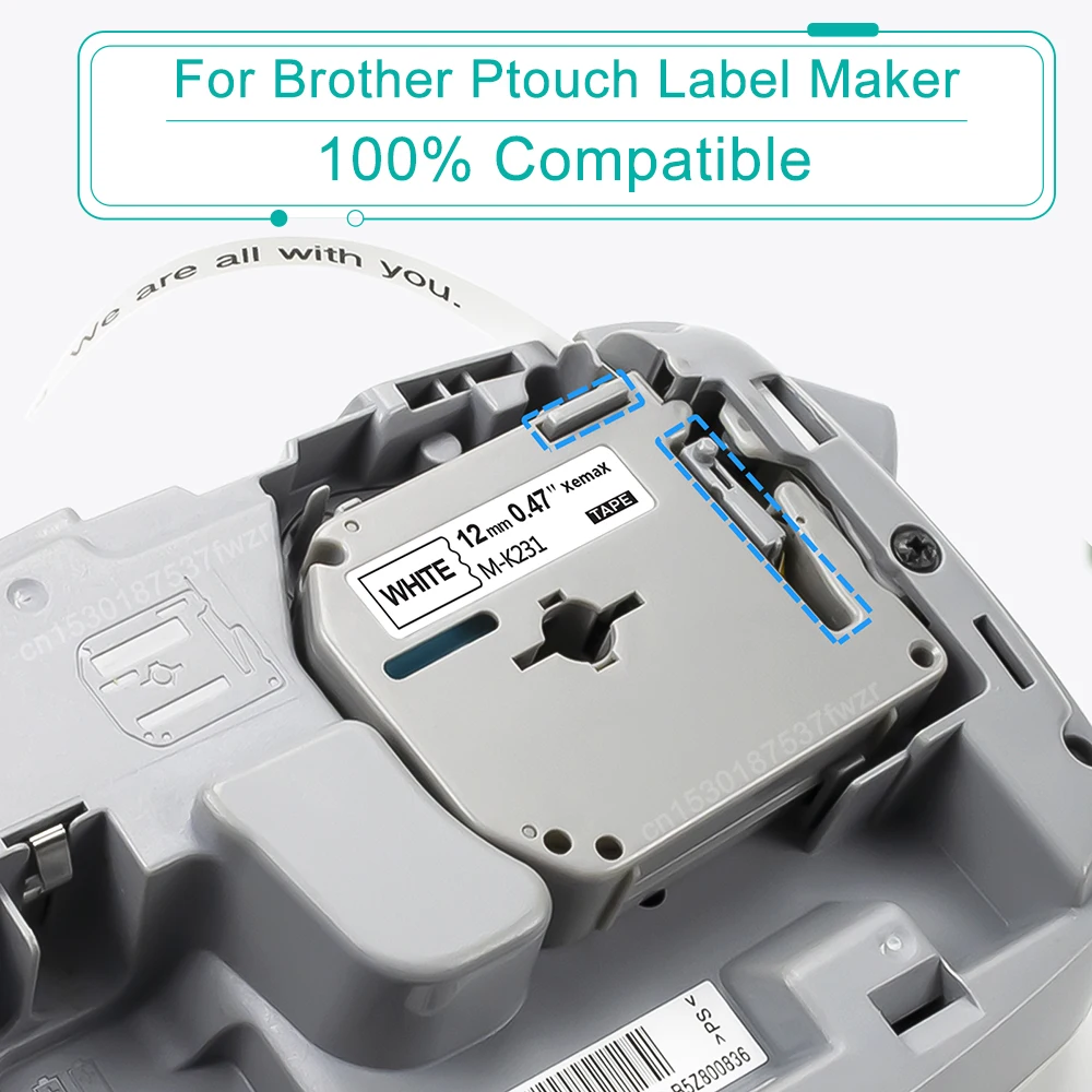 4-Pack M-K231 Compatible Brother P-Touch 12mm White On Black Label Tape – Greateam