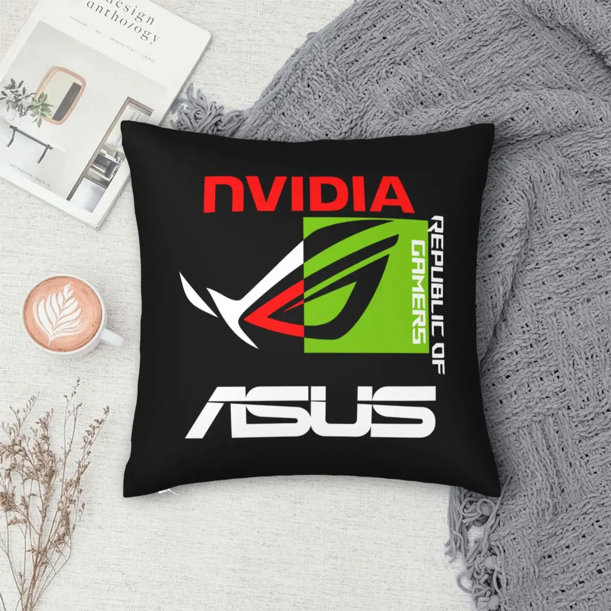 Terse Nvidia X Asus Rog - Republic Of Gamers Lap Pc Throw Pillow Cover  Pillowcase Bedding Soft Skin Cushion Cover - AliExpress