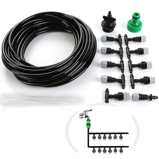 10 Méteres Víz Ködhűtő Sprinkler Szett Fúvókával Kerti Terasz Kültéri Üvegházhatású Növények Spray Tömlő Öntözőkészlet - Image 6