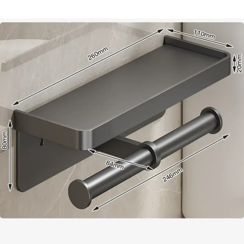 Toilet Paper Holder Paper Towel Rack Aluminum Portable Toilet Paper Holders Phone Storage Rack Kitchen Towel Placement Bottles Wall Roll Holder Bathroom Products