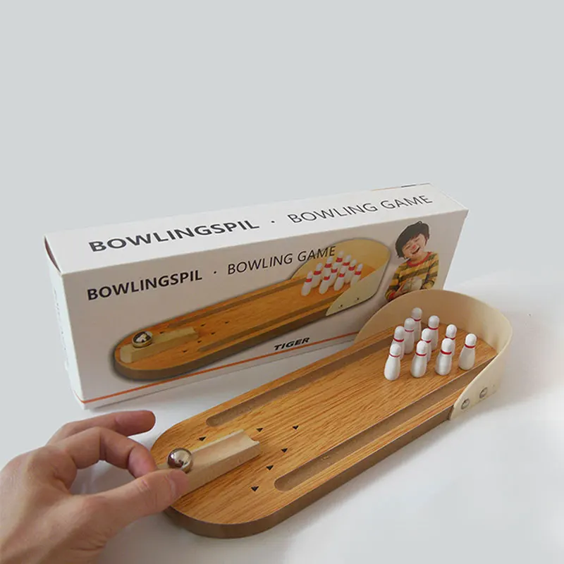Bowling Board Game Children's Educational Wooden Toys Mini Bowling Ball