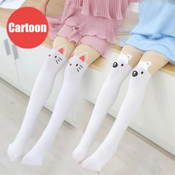 Primavera autunno bambini caldi Collant per bambini stampa Cartoon Animal Bear collant gatto kawaii tatuaggio al ginocchio Calza per ragazza studentessa 1