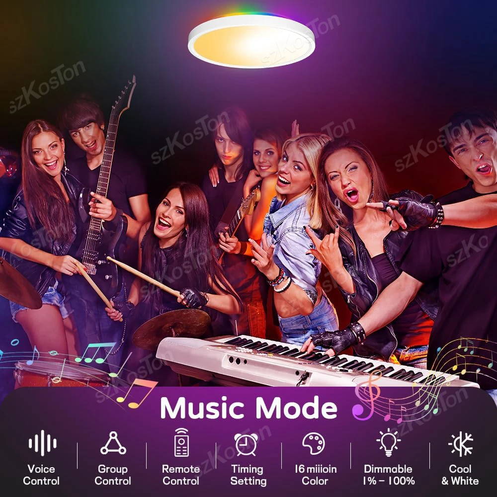 11.8inch 24W LED Smart WiFi Ceiling Light Tuya Smart Life Ceiling Lamp RGB Backlight APP Control for Alexa Google Voice
